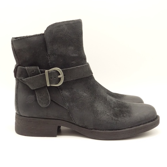 NWT BORN SYD Ankle Boots Black Distressed Leather - Picture 3 of 8